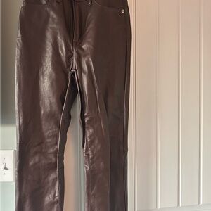 GAP Factory Faux Leather Pants | Dark Brown | Straight/Boot Cut